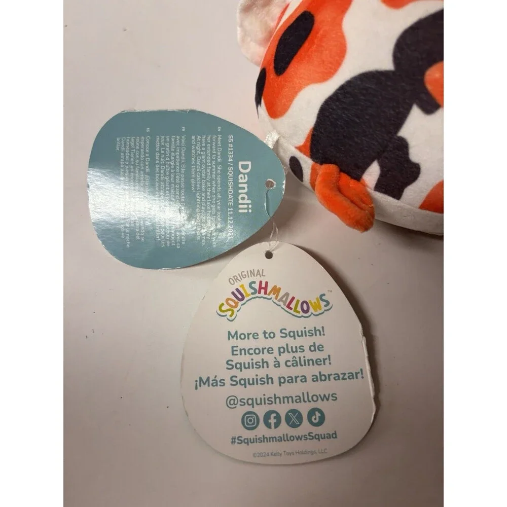 Squishmallows Dandii Plush Small 2024 Orange White Black Washable